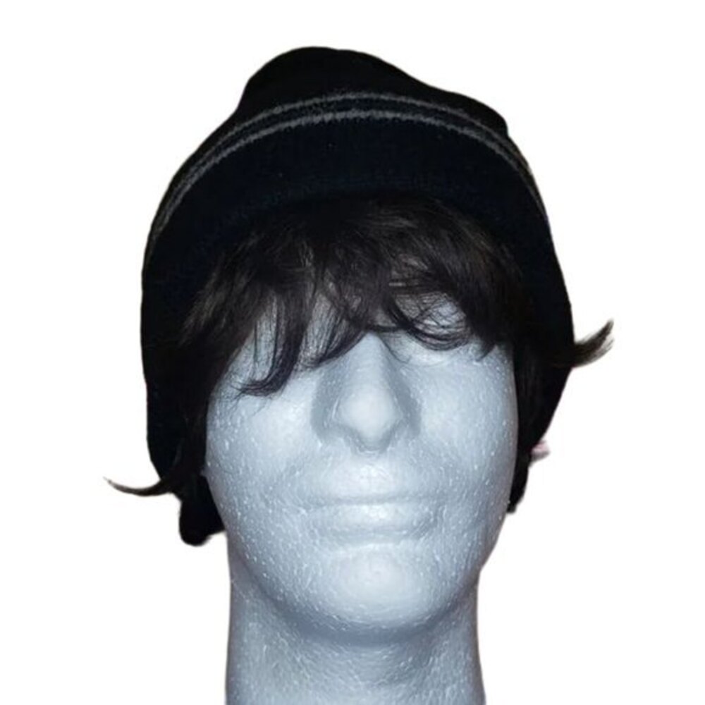 MEN'S BLACK / GRAY WOOL BLEND WINTER HAT